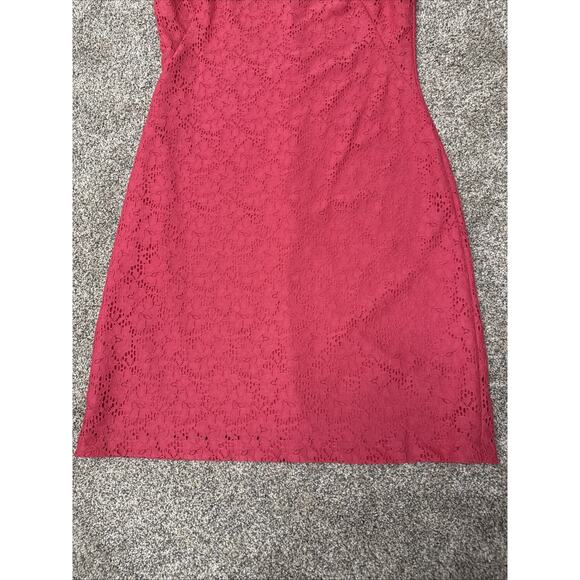 Chaps Women's Pink Sheath Floral Lace Sleeveless Back Zip Dress Size 8‎ - Picture 9 of 11